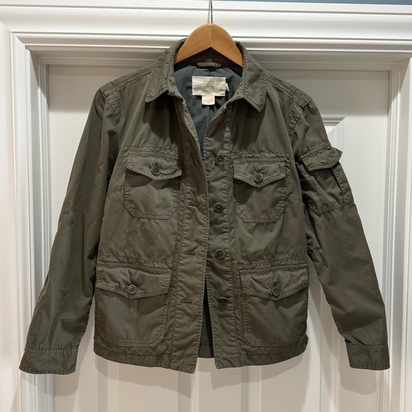 J Crew Classic Twill Chino Coat Olive Green Women’s Size XS - Picture 7 of 8
